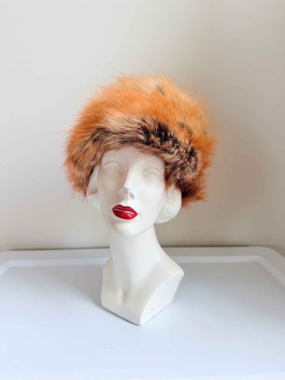 Luxurious Russian Style Fur Hat - Orange Brown Winter Accessory